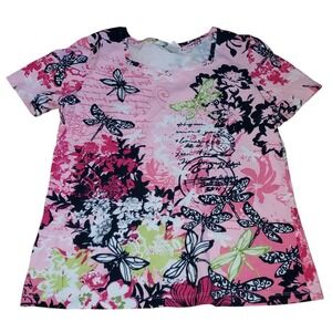 Christopher Fairycore dragonfly barbie short sleeve rhinestone‎ shirt size small